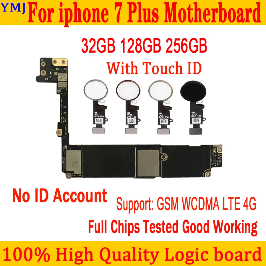 

Good Tested for iphone 7 Plus motherboard 32GB / 128GB / 256GB No ID Account for iphone 7 plus logic boards with/No touch id