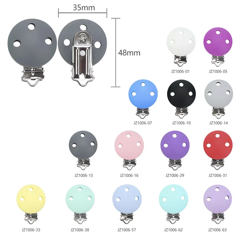 TYRY.HU-Pinzas redondas de silicona para chupete de beb&eacute;, accesorios de cadena para chupete, sin BPA, 5 unids/set por juego-2