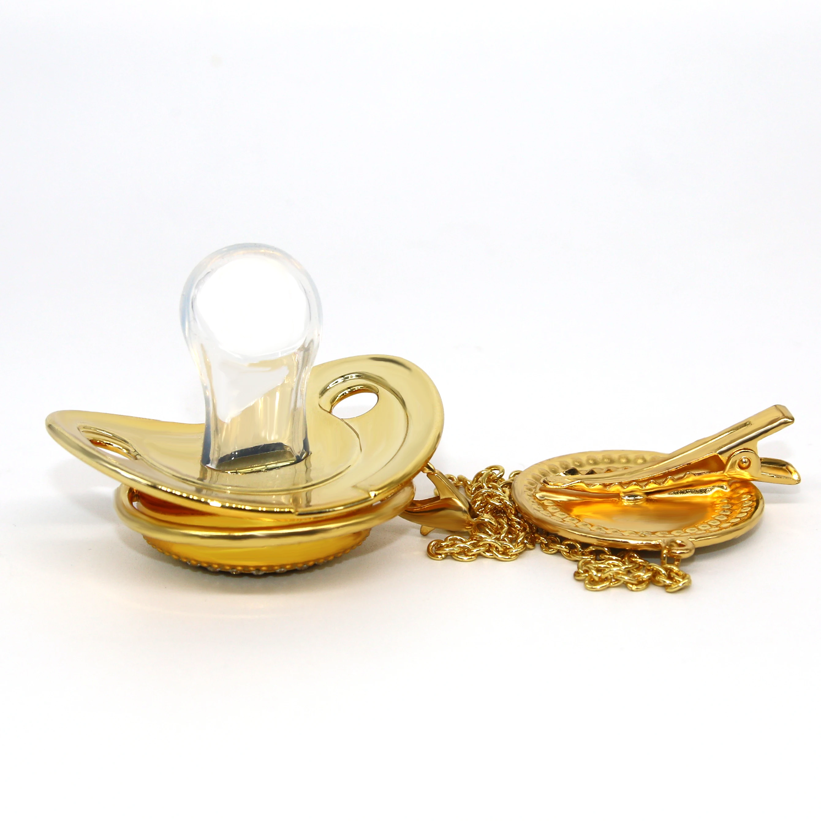 Золотые инициалы имени буквы J Роскошная детская соска и Соска с зажимом Стразы