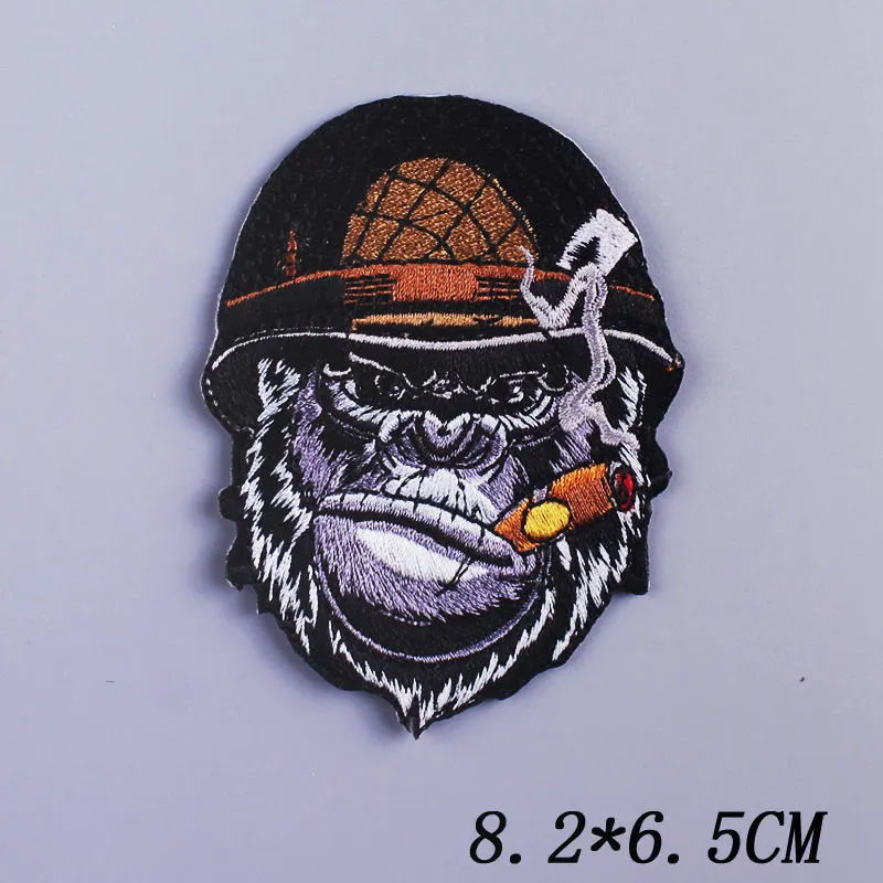 

Orangutan King Patch Iron On Patches On Clothes Punk/Motorcycle Patch /Embroidered Patches For Clothing Stickers Stripe Punk