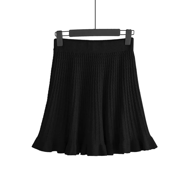Женская трикотажная юбка с оборками трапециевидная высокой талией в Корейском
