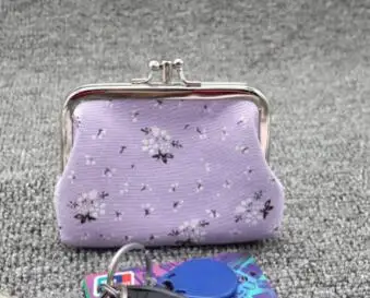 16purple M007 милый мультяшный холщовый кошелек с двойной розой короткий тканевый цветочный женский кошелек кошельки для монет для девушек и женщин студенческий подарок - Цвет: 16purple