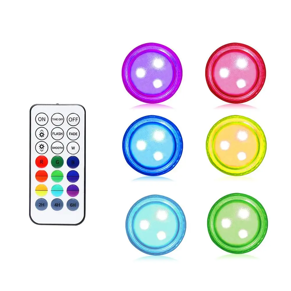 

RGB Swimming Pool Light Waterproof LED Diving Decor Light Fish Tank Vase Decoration 3LED Candle Light RF Remote Control
