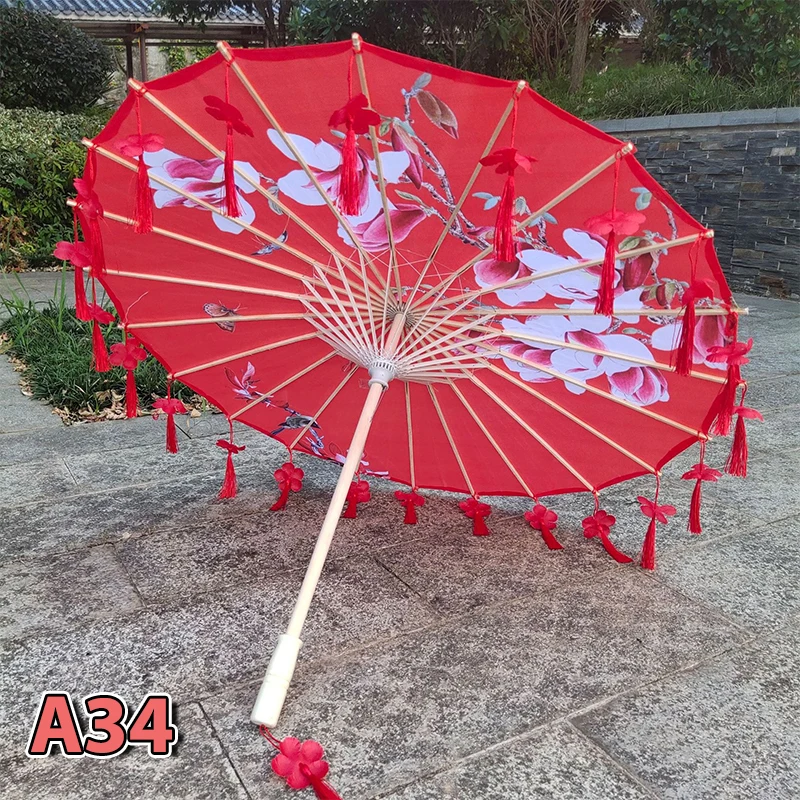 82/84cm Silk Cloth Women Umbrella Japanese Cherry Blossoms Ancient Dance Decorative Chinese Style Oil Paper | Дом и сад