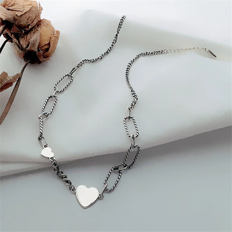 В Корейском стиле Модная Уличная обувь готик-Два сердца Винтажные Колье для