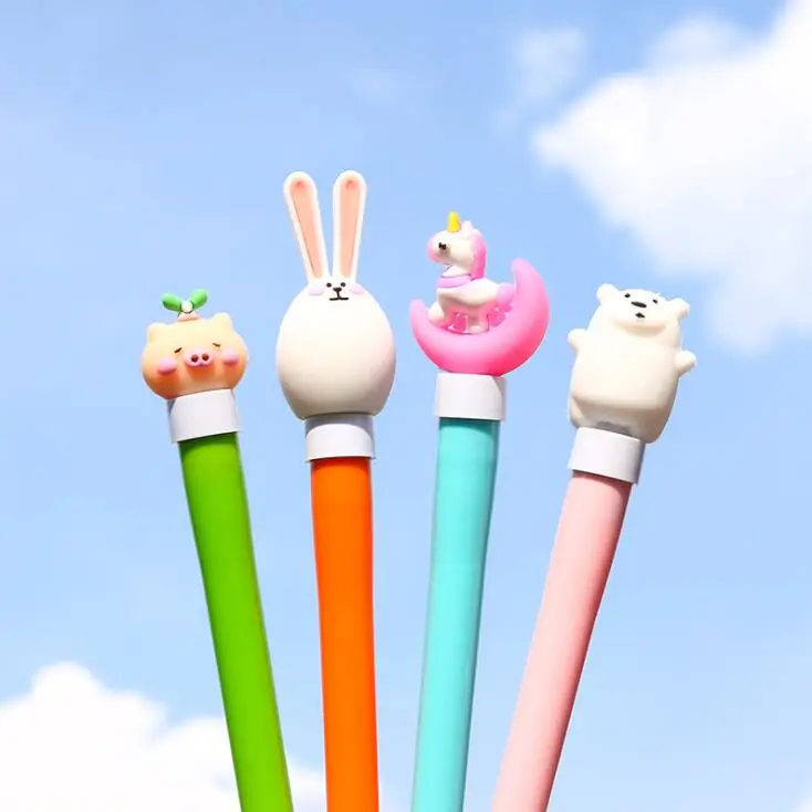1 шт. 0,5 мм Kawaii Мультфильм Единорог кролик освещение черные чернила гель детская ручка подарок школьные офисные канцелярские принадлежности