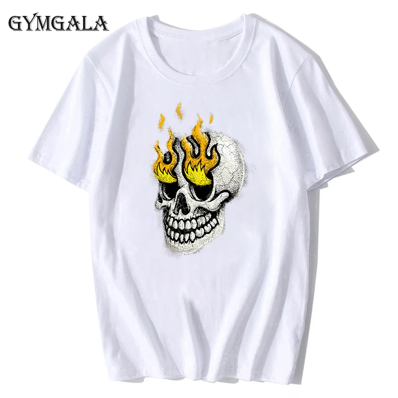 Мужская футболка из 100% хлопка с черепом круглым вырезом и принтом черепа мужская