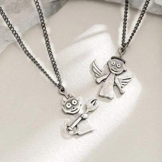 

2021 New Creative Angel Devil Necklace Pendant Angel Devil Lovers Necklace Friends Necklace Jewelry Wholesale