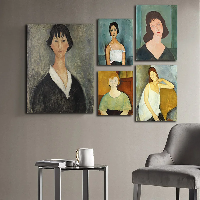 Modigliani christina портрет Картина Маслом Печатная на холсте Куадрос Настенная картина