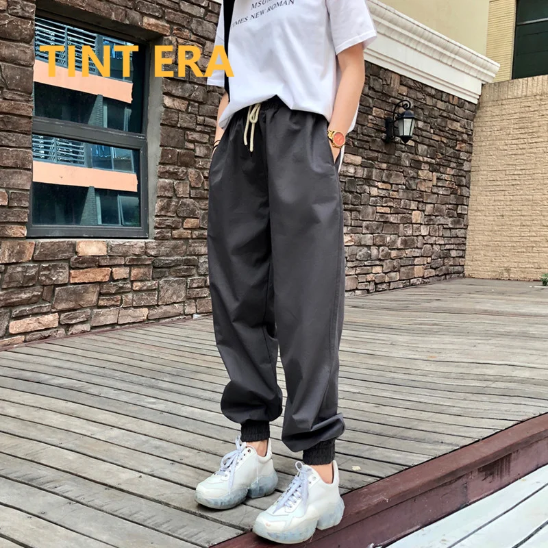

TINT ERA High-grade Gray French Lengthened Overalls Women Loose Bf Sports Casual Pants High-waisted Thin Harem Pantalon Femme