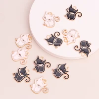 10pcs cute cartoon animal cat beads for diy handmade enamel pendants necklaces crafting earrings charms jewelry 22x20mm