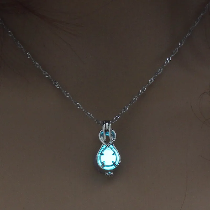 Buy Glow In The Dark Necklace Jewelry with Silver Color Guitar Shaped Locket Luminous Stone Pendant for Unisex Gift on
