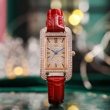 GEDI Top Brand Luxury Lady Watch Waterproof Rectangle Red Leather Women Quartz Wristwatches Fahsion 