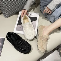 all match shoes woman 2021 casual female sneakers round toe slip on modis loafers fur new moccasin slip on cute fabric basic lei