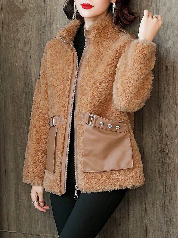 

Корейский 100% натуральная шерсть мех простые куртки для женщин 2020 мягкие женские пальто овчина пальто Ropa Para Mujer Zjt677
