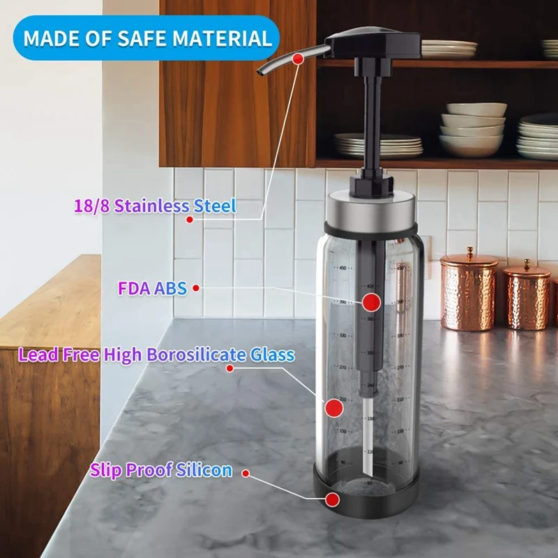 Соус и сироп стеклянная бутылка Диспенсер для соусов с широким пресс насосом
