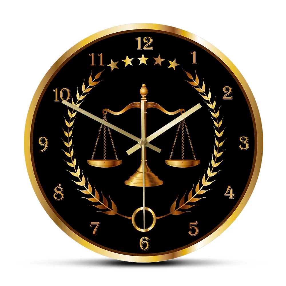 

Scale Of Justice Modern Wall Clock Non Ticking Timepiece Lawyer Office Decor Law Firm Wall Art Judge Law Wall Hanging Wall Watch