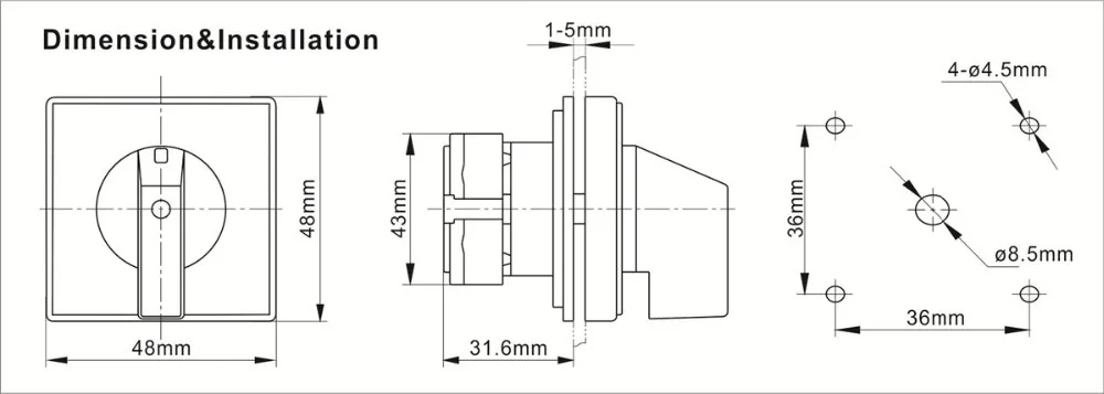 CANSEN LW26-20 CA10 Ith 20A поворотный кулачковый переключатель ВКЛ/ВЫКЛ 2 положения 2 полюса 4 клеммы