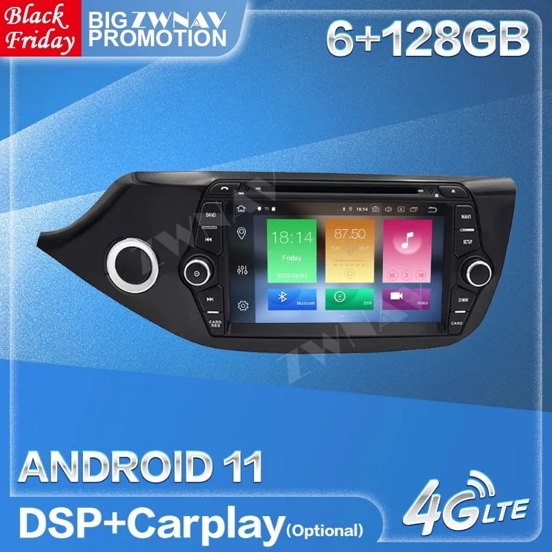 

Carplay 6 + 128G Android 11 радиоприемник для KIA CEED 2013 2014 2015 2016 Автомобильный GPS мультимедийный аудио стерео видеоплеер головное устройство