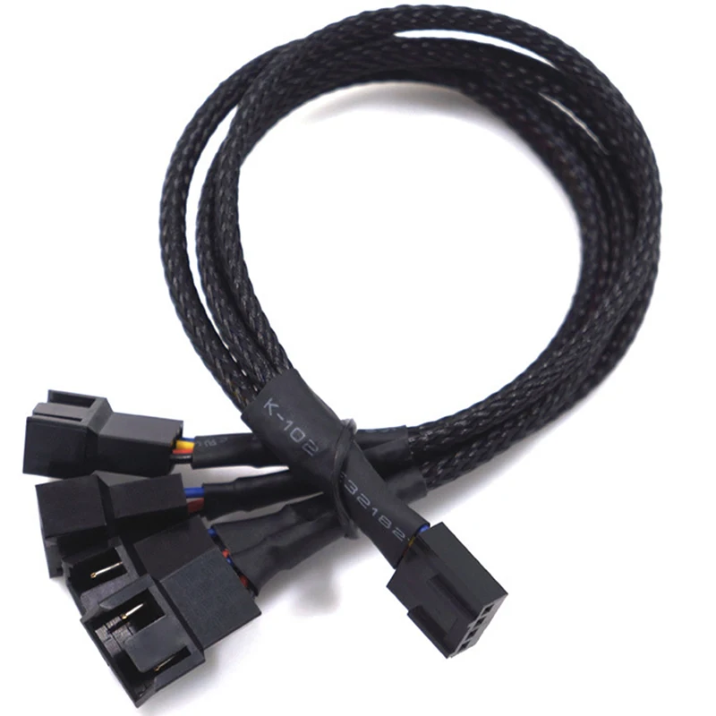 

High Quality 4 Pin Pwm Fan Cable 1 To 2/3/4 Ways Splitter Black Sleeved 27cm Extension Cable Connector 4Pin PWM Extension Cables