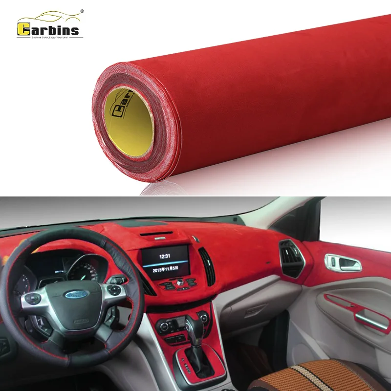 

Carbins 1.42x15m Red Velvet Suede Texture Fabric Vinyl Vehicle Wrap Film Car DIY Decoration Cloth Fur Adhesive Stickers Roll