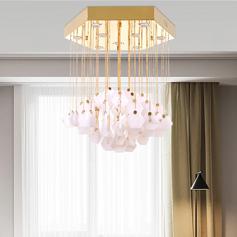 Современная доломит светодиодная подвесная люстра Золотой светодиодный