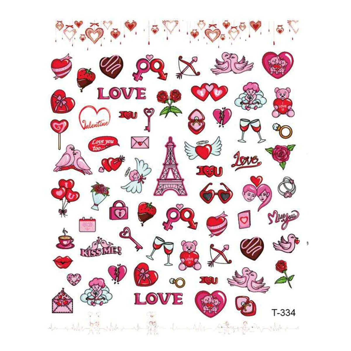 

1 Valentine's Day Theme Nail Sticker New Rose Cupid Love Waterproof Graffiti Nail Sticker Nail Art Decorations Nail Sticker