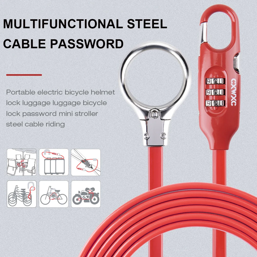 3 цифр Велосипедные замки Комбинации замок с 180 см Стальная проволока