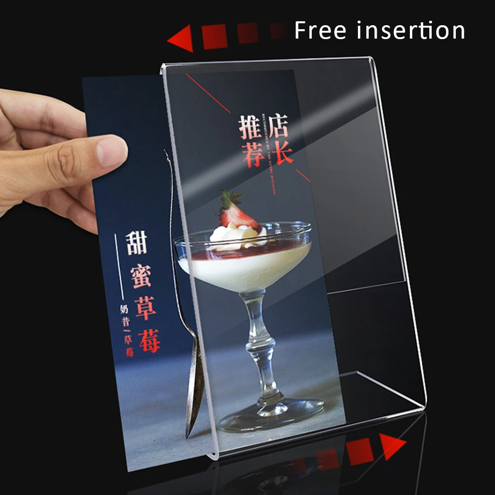 

5PCS A4 Transparent Menu Desktop Counter Holder Sign Display Stand Small Sign Price Card Promotion Leaflet Poster Holder