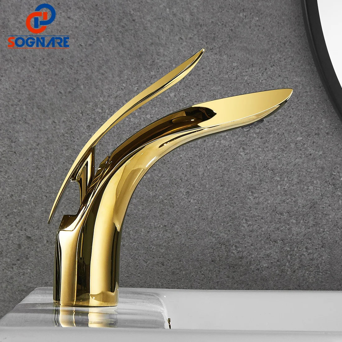 

SOGNARE Bathroom Faucet White Waterfall Basin Faucet Cold And Hot Wate Mixer Gold Mixer Taps Salle De Bain смеситель для ванной