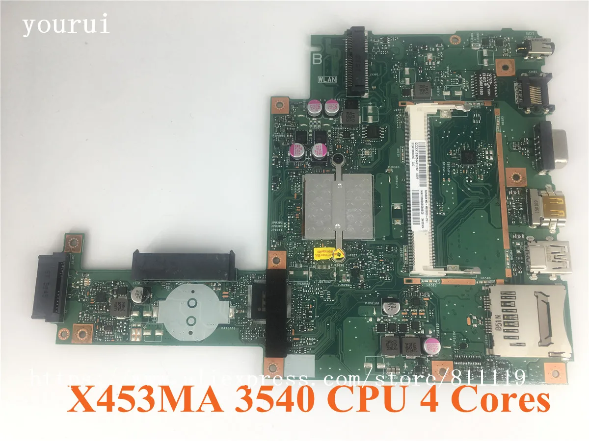 Yourui для ASUS X453MA laptopматеринская плата REV 2 0 с N3540 CPU 4G ядер тест ОК|Органайзеры кабеля|
