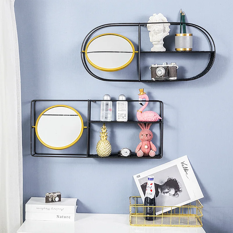 Металлическая настенная полка для гостиной геометрические полки в