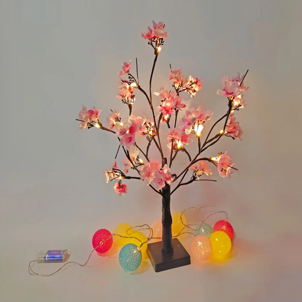 

24 LED Black Branches Light Pink Blossom Tree Spring Festival Table Lamp Home Decor Christmas Gift for Kids Friends