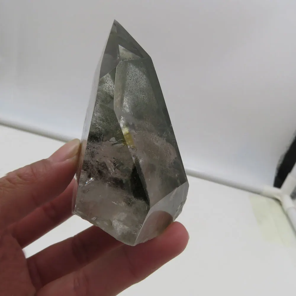 223 г AAA ++ натуральный темно-зеленый призрак фантомный кварцевый кристалл камень