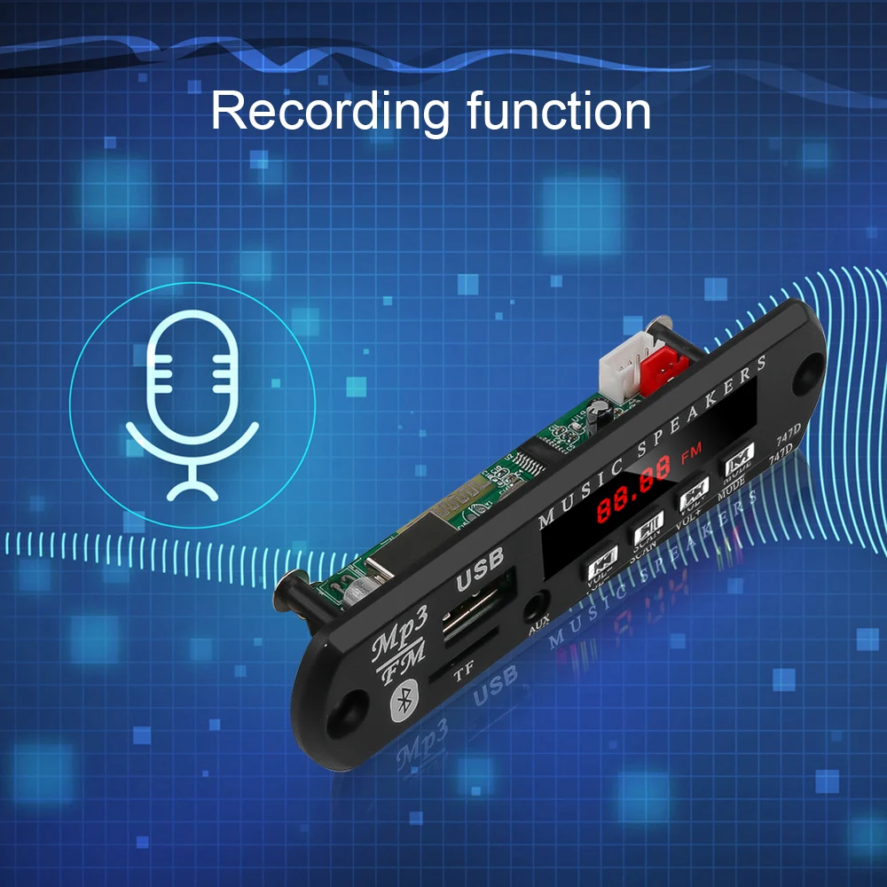 MP3 плеер с функцией громкой связи 5 В 12 Bluetooth FM радио беспроводной аудиоприемник TF