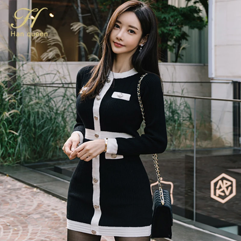 Женское винтажное платье карандаш H Han Queen Элегантное однобортное облегающее