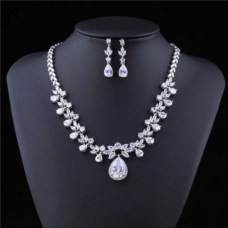 

HUAMI Bridal Jewelry Sets Earrings and Nacklace For Women AAA Zircon Crystal Fine Jewelry Regalos Para Mujer Wedding Fashion