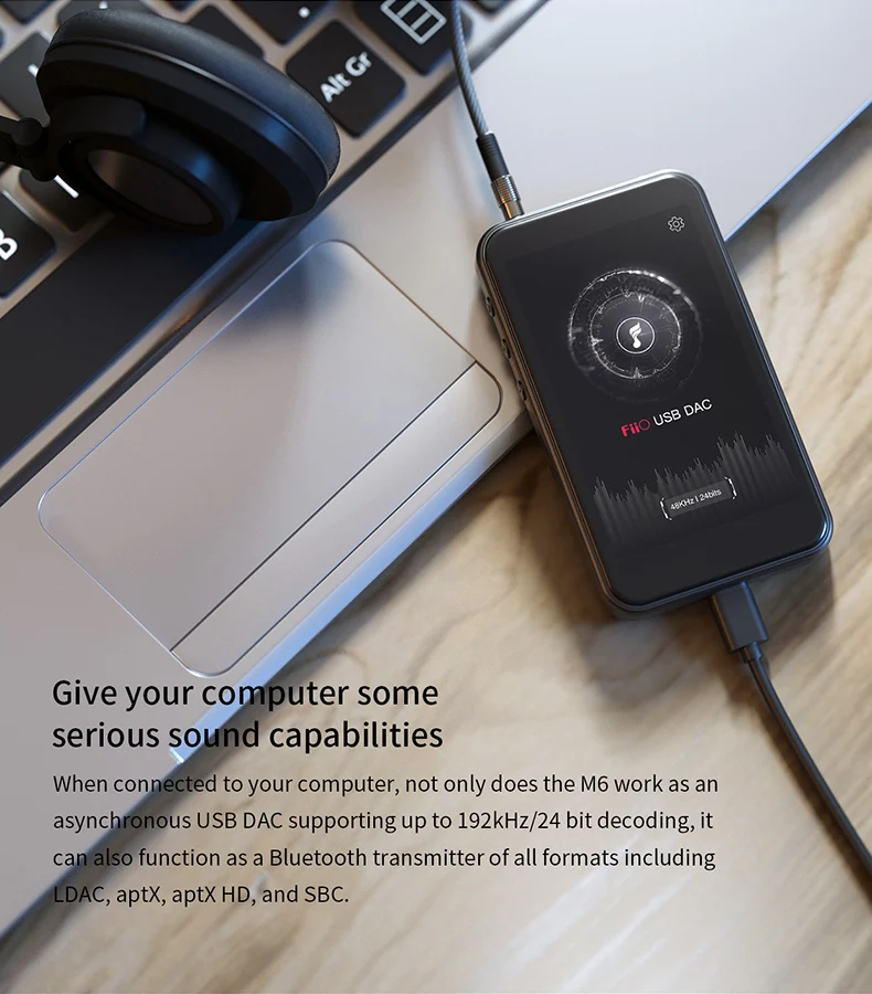 Музыкальный плеер FiiO M6 Hi-Res на базе Android с aptX HD, LDAC HiFi Bluetooth, USB аудио/ЦАП, поддержкой DSD и WiFi/Air Play