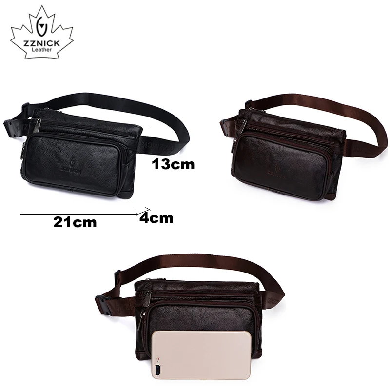 Мужская поясная сумка из натуральной кожи ZZINCK Маленькая кожаная на ремне для