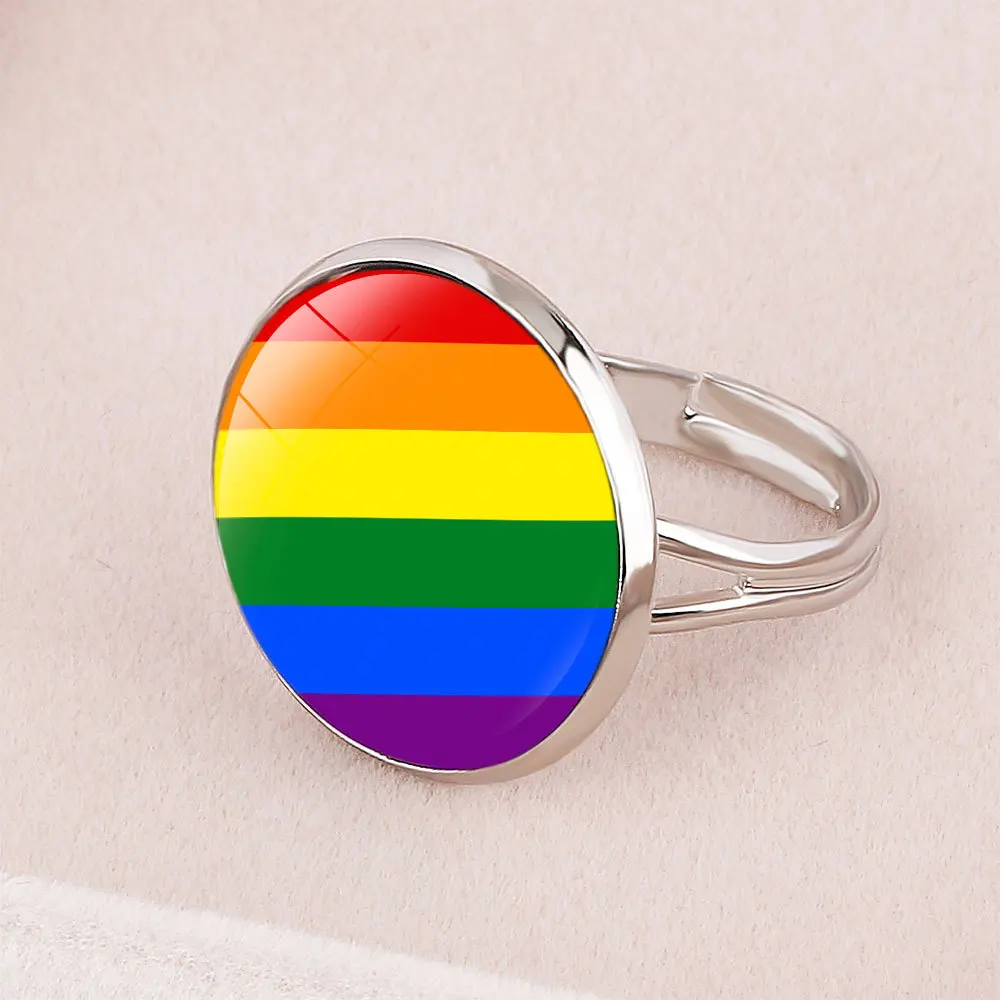Модные кольца с изображением ЛГБТ-радуги кольцо гордости для геев регулируемые