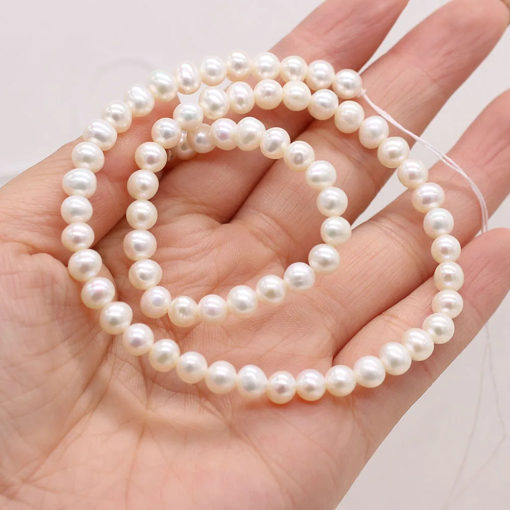 Real Natural Freshwater AAA Pearl Beads Near Round White Loose Pearls For DIY Craft Bracelet Necklace Jewelry Accessories Making