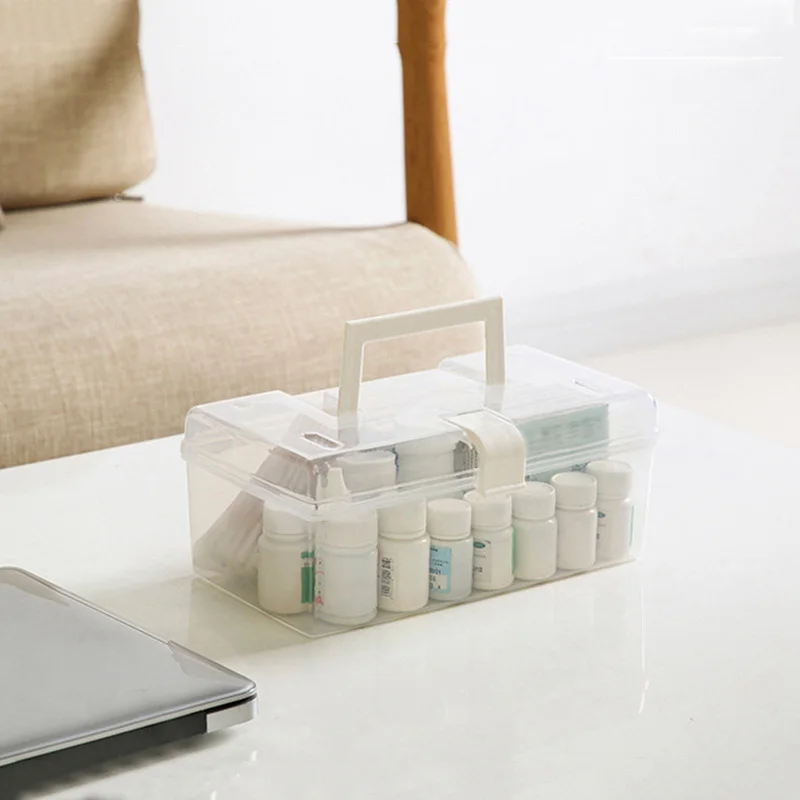 Новый пластиковый ящик для хранения прозрачная коробка первой помощи Домашний