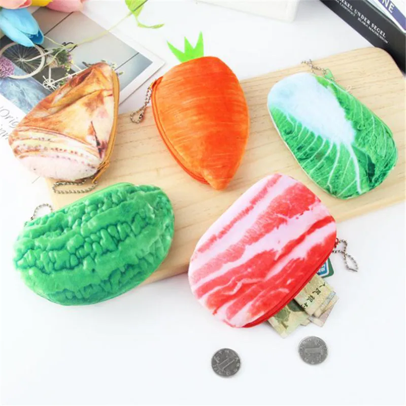 

Funny Cute Coin Purse Multicolor Simulations Vegetables Food 3D Coin Bag Card Package Storage Shopping Grocery Shape Purse