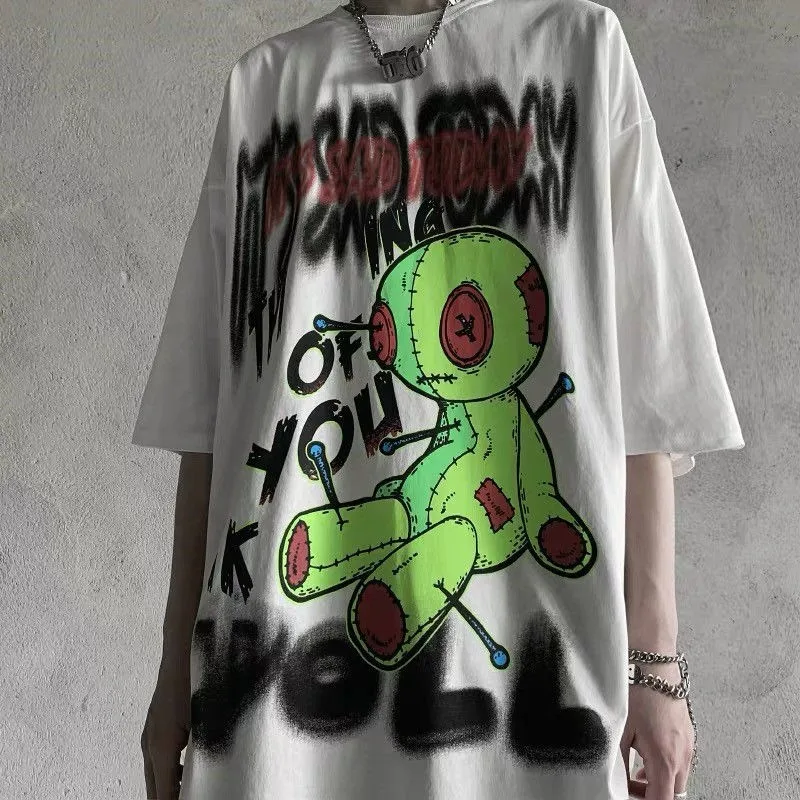 

NEW Harajuku Shirt Graffiti Printed Tshirt Men's Clothing Korean Oversized t Shirt Short Sleeve Summer Couple Graphic t Shirts