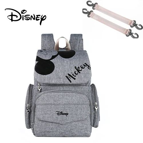 2 Disney Pre-design многофункциональная сумка для ухода за ребенком для мамы модная сумка для подгузников на двух плечах рюкзак для подгузников с крючками серый черный - Цвет: 2