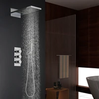 bathroom matte black bathroom two shower way shower faucet set bar shape rainfall shower head control valve shower combo kit