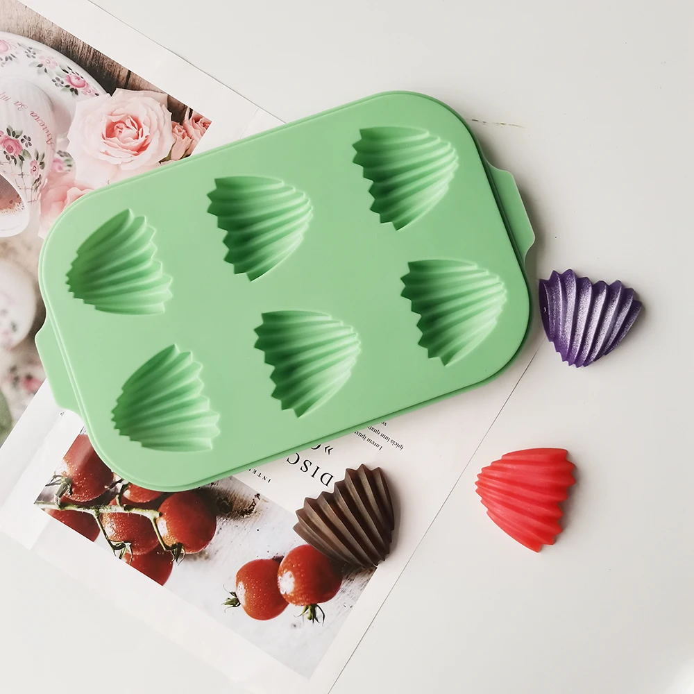 

New 6 Cavity Heart Shell Shape Silicone Cake Mold Cookies DIY Handmade Kitchen Reuse Baking Tools Decorating Mousse Making Mould