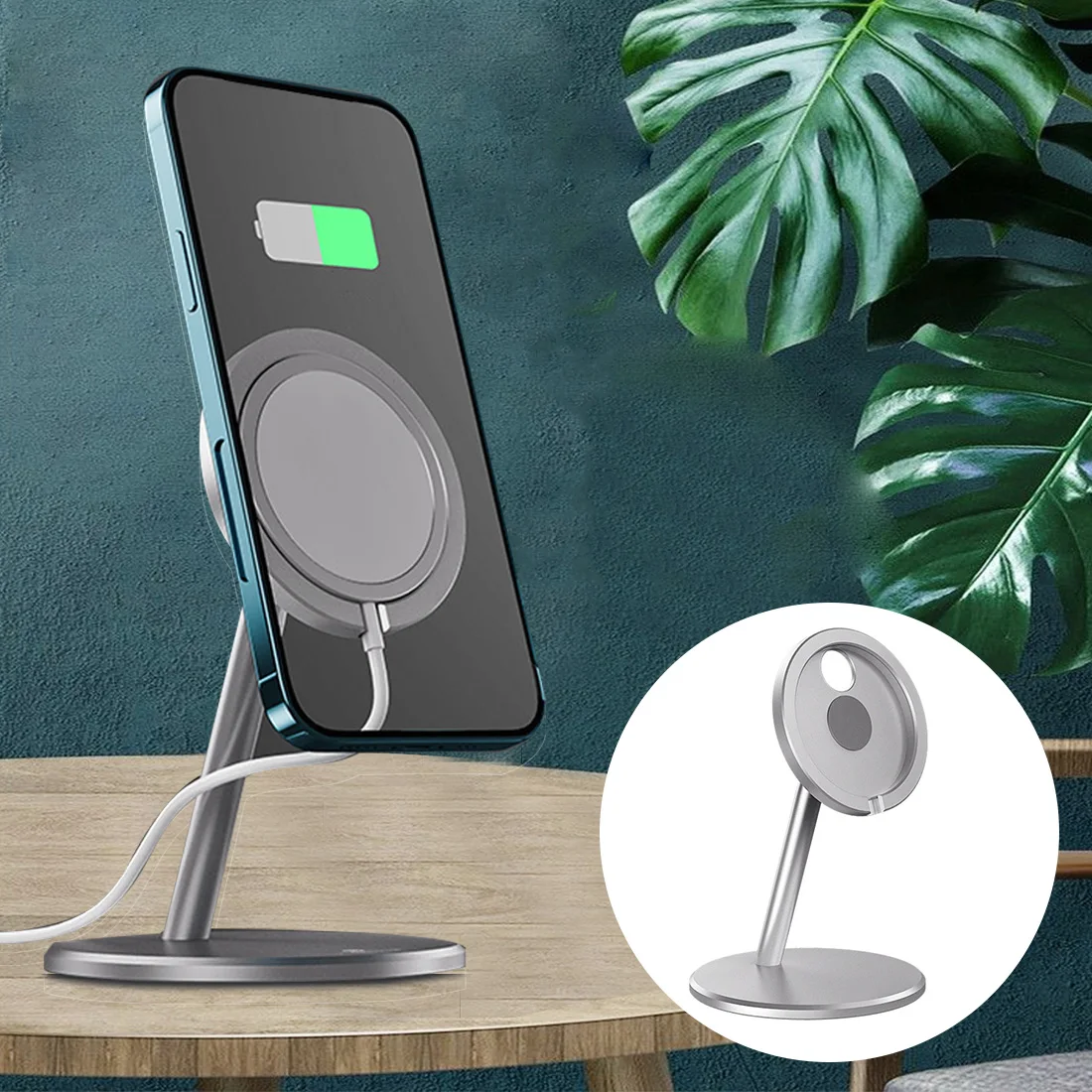 

phone stand IPhone 12mini Pro Max rotating magnetic wireless fast charging stand mobile phone charger stand aluminum alloy stand