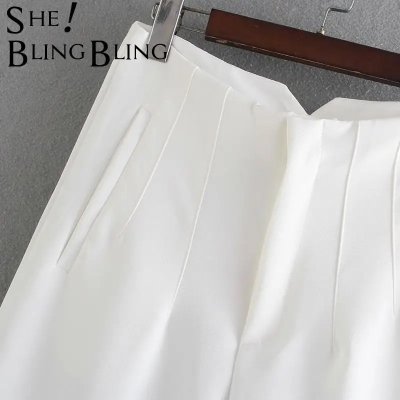 SheBlingBling 2021 женские брюки Za костюмы с высокой талией шикарные офисные бежевые