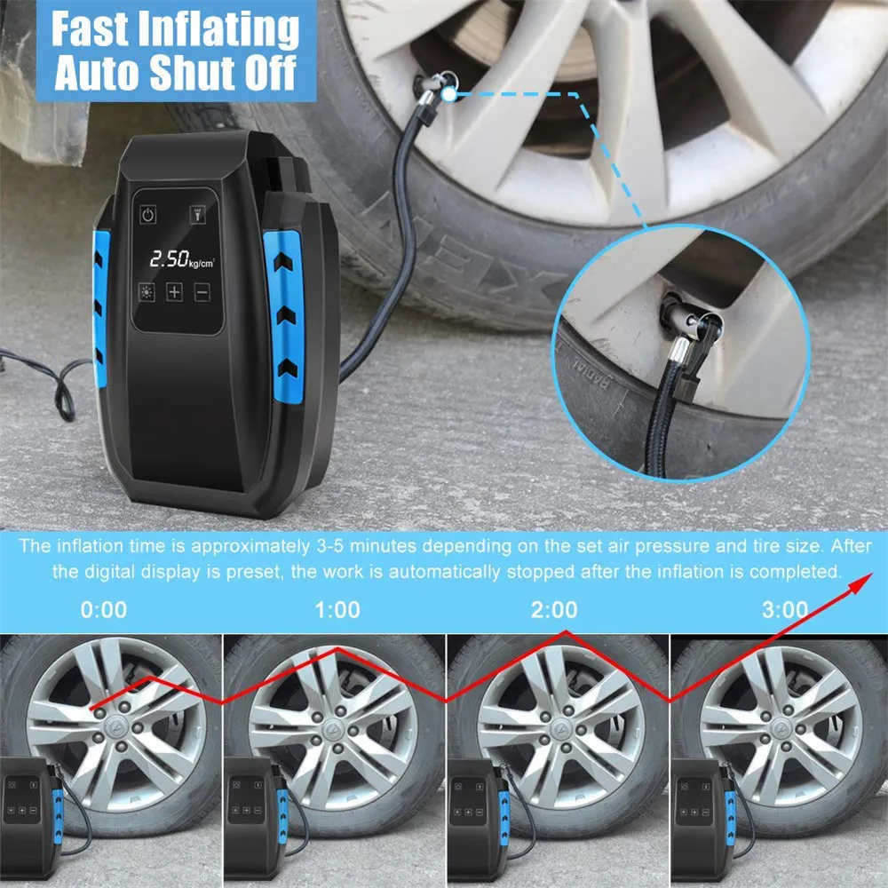 Online Compresor De Bomba De Aire Portátil Para Neumáticos De Coche, Compresor De Aire De 12V, Nueva Bomba Infladora De Neumáticos, 150PSI, 35L/Min, Con LED